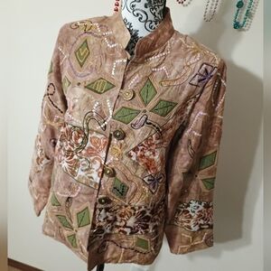 Indigo Moon Embellished Mix Design Shirt Jacket XSmall
